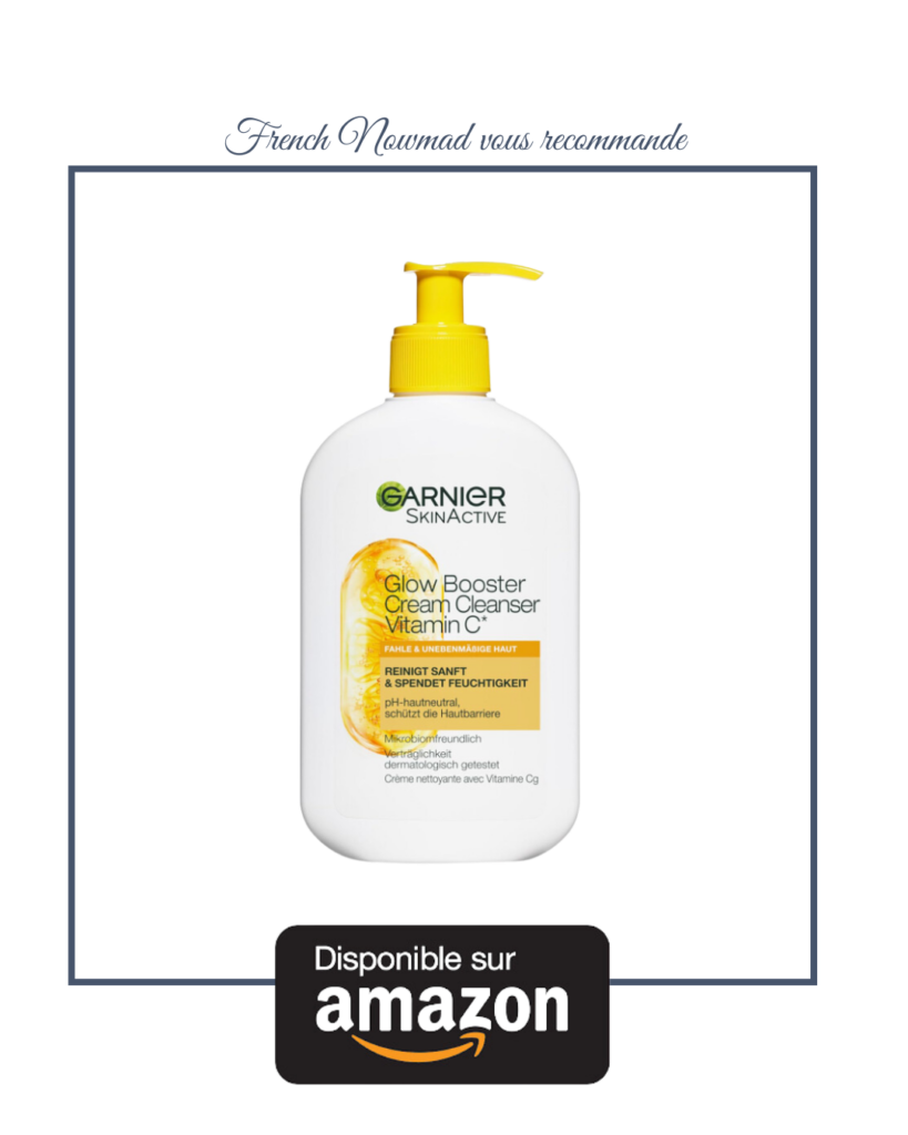 Gel nettoyant Garnier à la vitamine C, il fait un glow incroyable le matin au lever.