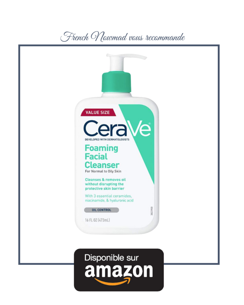 Gel nettoyant Cerave pour peau normale à grasse. Extrêmement doux, il ralentit la sécrétion de sébum pour la journée.