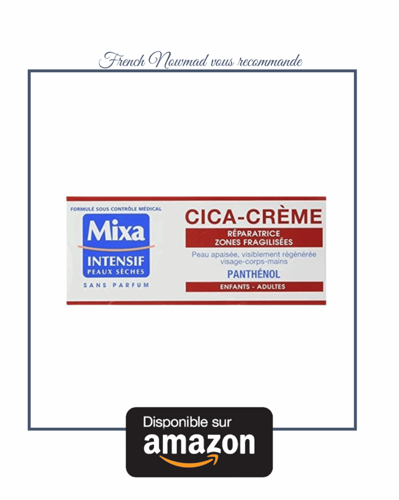 Mixa cica crème pour réparer la peau après un coup de soleil.